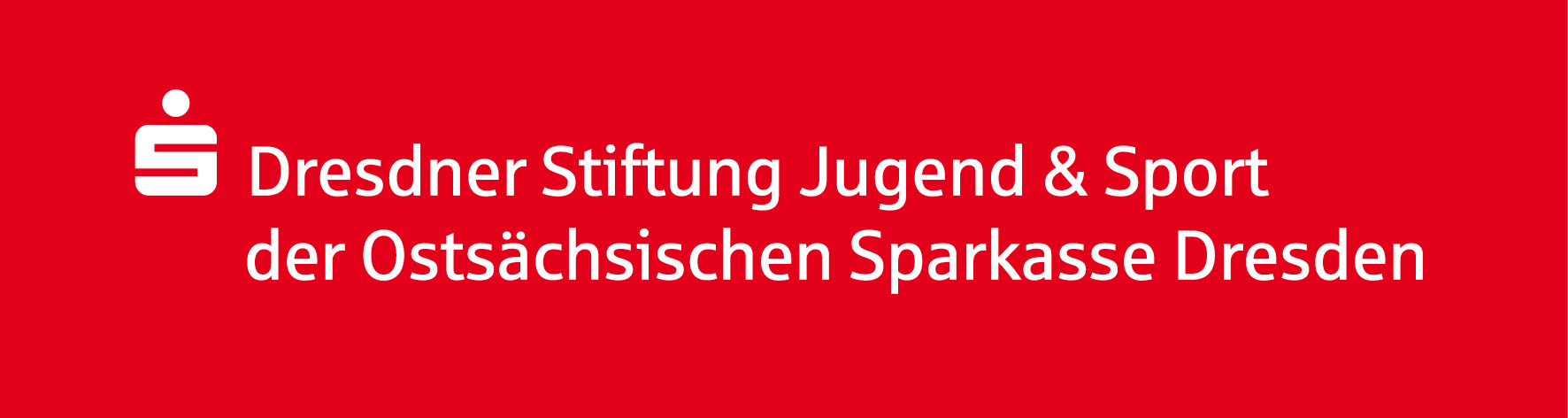 Logo der Dresdner Stiftung Jugend und Sport der Ostsächsischen Sparkasse Dresden | weiße Schrift auf rotem Hintergrund