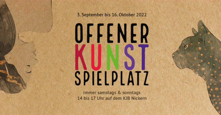 Vom 3. September bis 16. Oktober findet auf dem KJB Nickern immer samstags und sonntags in der Zeit von 14:00 bis 17:00 Uhr der "Offene Kunstspielplatz" statt.